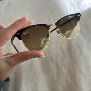 Ray-Ban Clubmaster Classic Tortoise and Gold Polarized Sunglasses